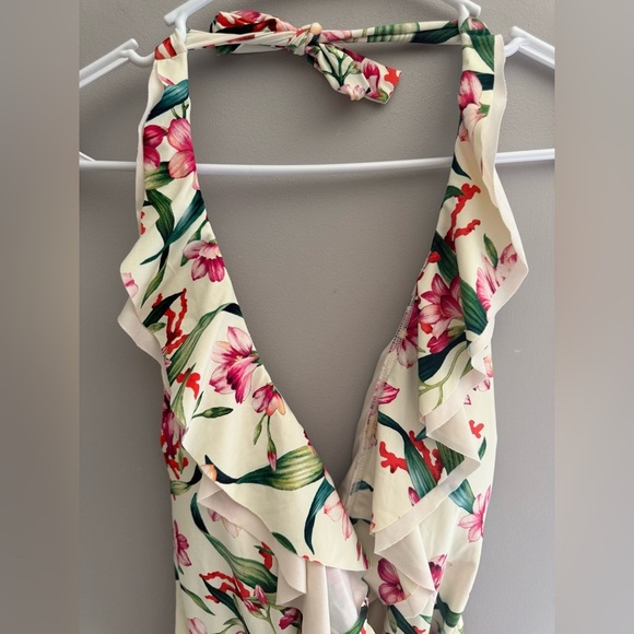 Carmen Marc Valvo One Piece Swim Suit Women’s SZ 8 Floral V Neck Adjustable - Picture 2 of 9